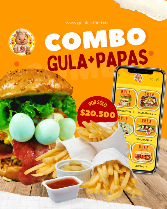 Hamburguesa gula+ Papas
